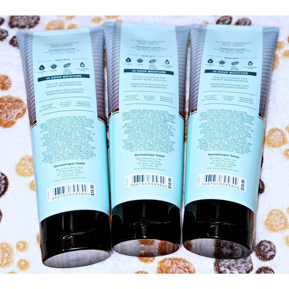 Bath & Body Works Distiller's Gin Men's Shop Ultimate Hydration Body Cream x3 - Picture 3 of 4